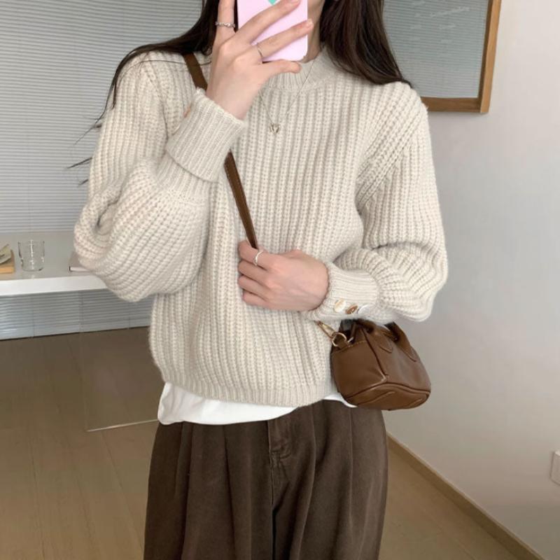 クルーネックリブセーター(4colors)