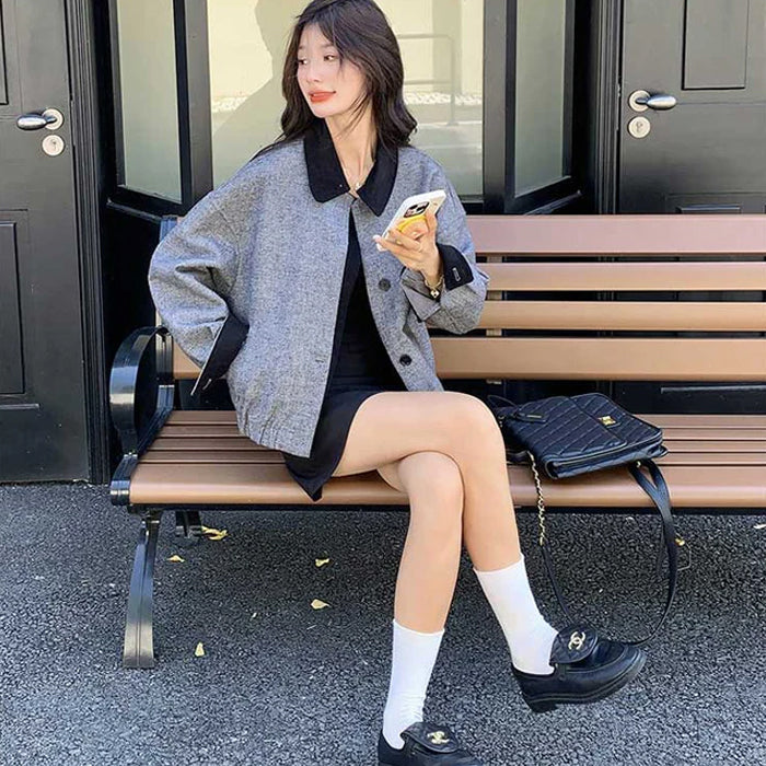 ツートンショートブルゾン