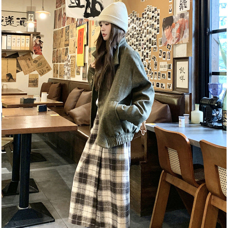 ダブルカフススタンドカラーウールジャケット