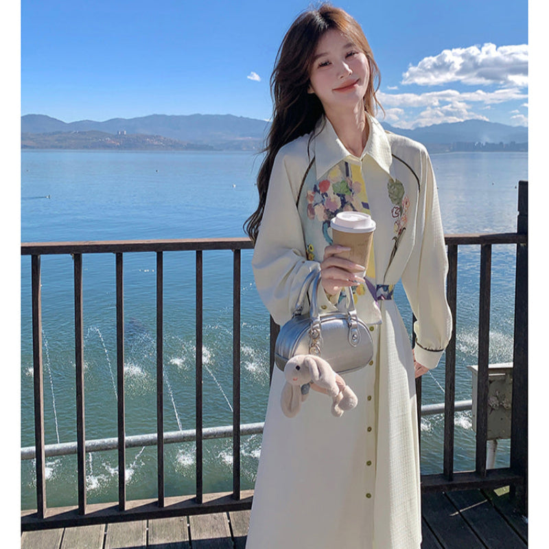 アシンメトリーフラワーアートワンピース