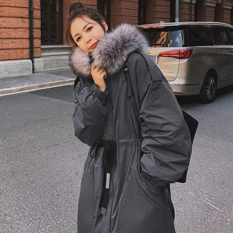 ファーフーデッドロングコート(3colors)