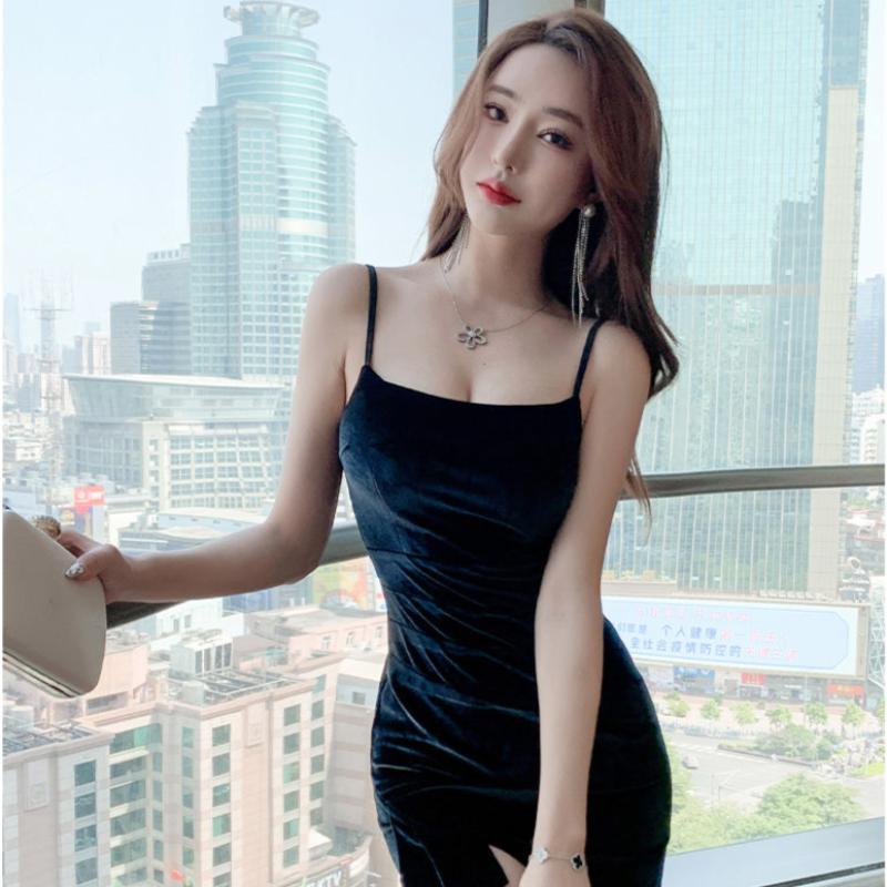 ベルベットデザインキャミソールミニドレス