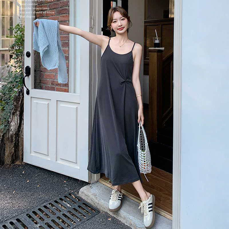 メッシュニット×キャミソールワンピース