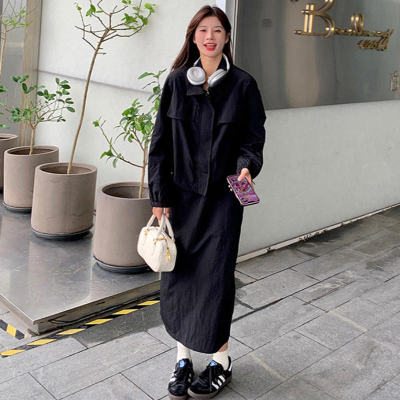 テックダブルポケットブルゾン×ロングスカートセットアップ