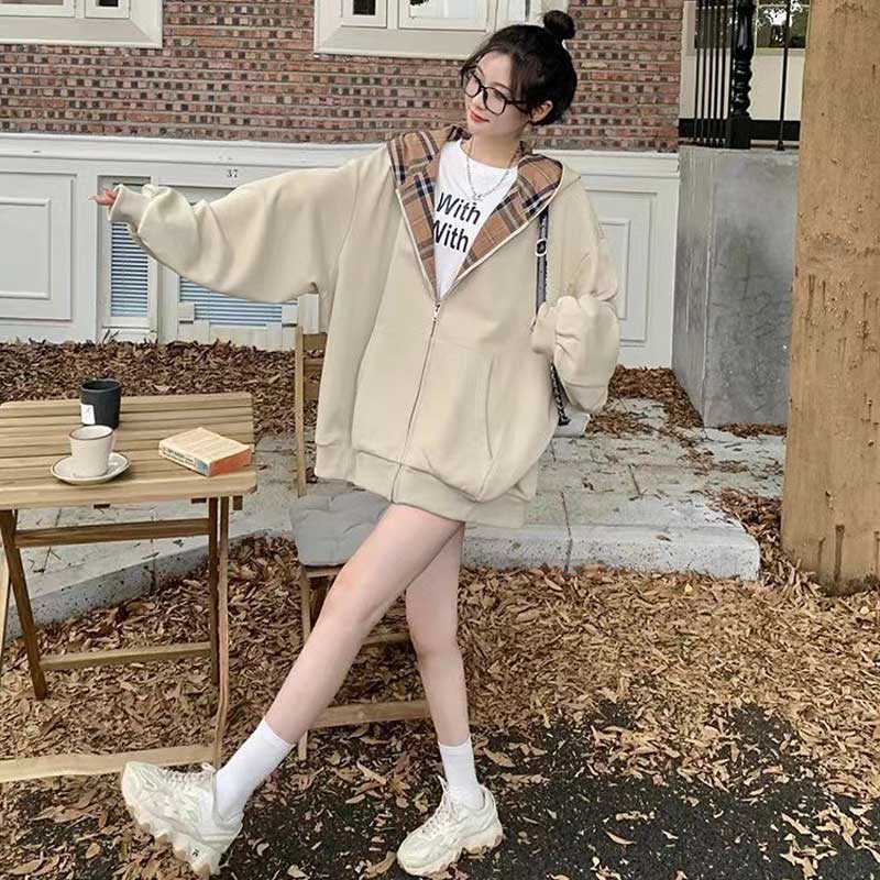 フード裏チェックパーカー(2colors)