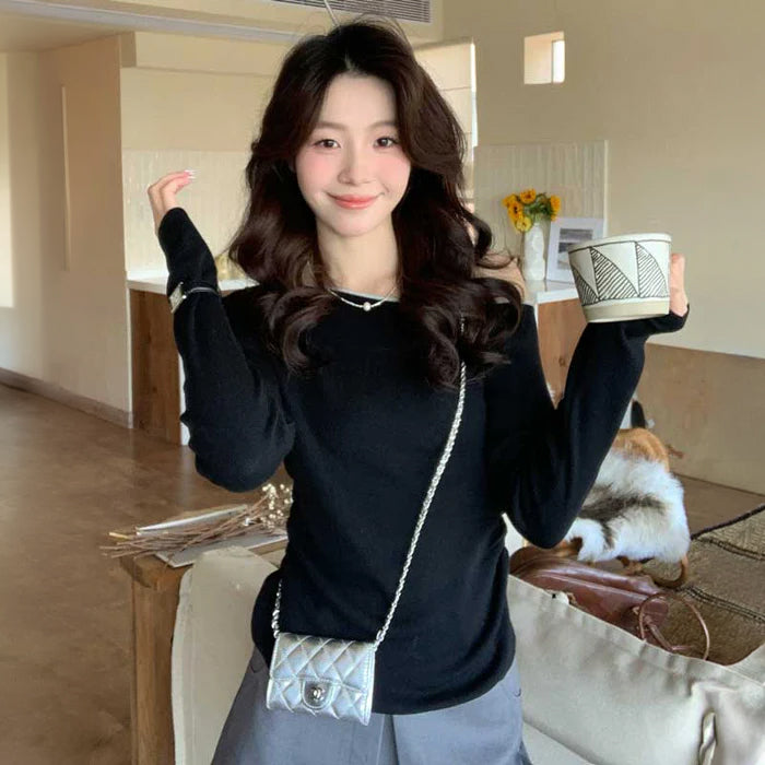 バイカラーリブニットトップス(2colors)