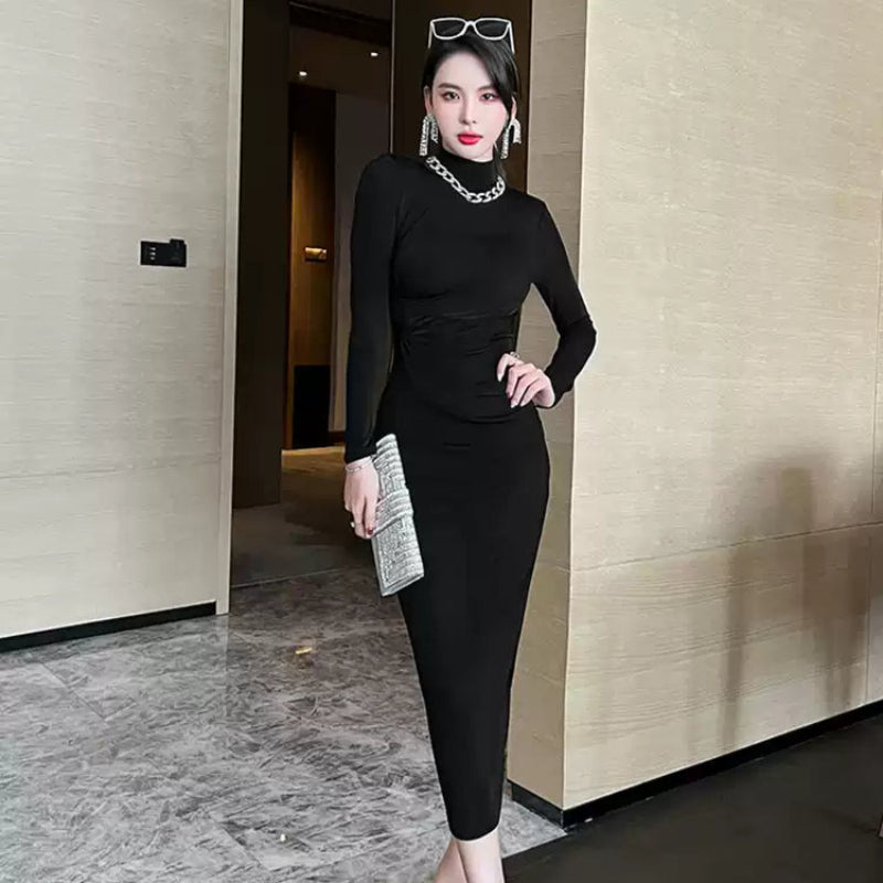 ハイネックスリムラインドレス(6colors)