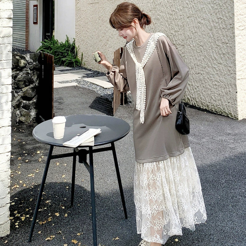 レース切り替えデザインワンピース(2colors)