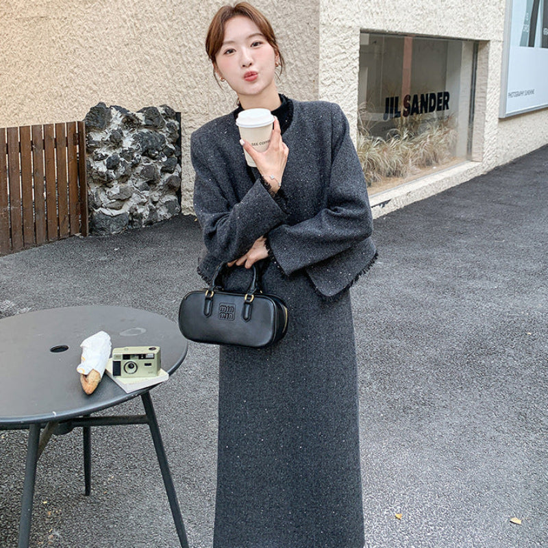 ラメツイードジャケット×スカートスーツ