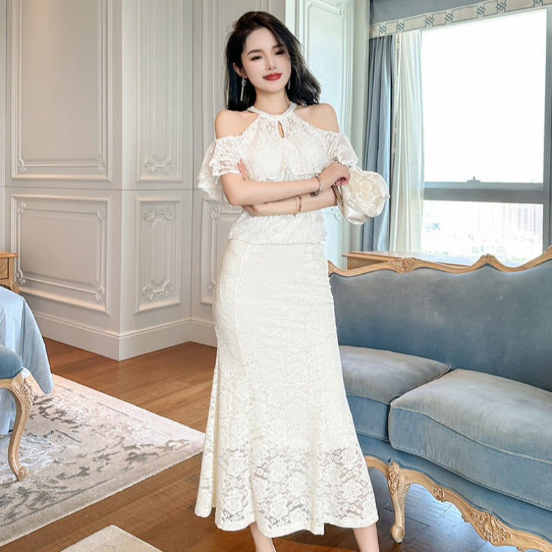 ホワイトレースマーメイドスカート