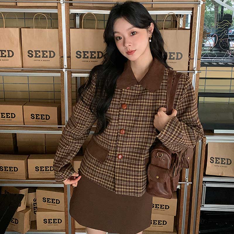 レトロチェックショートジャケット