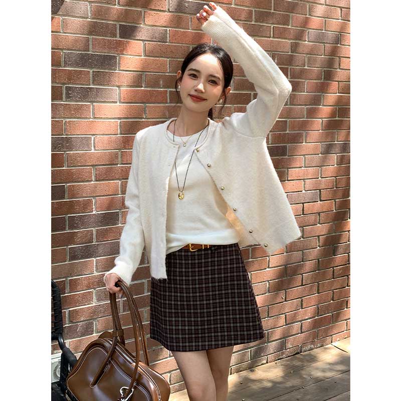 クルーネックベーシックカーディガン(2colors)