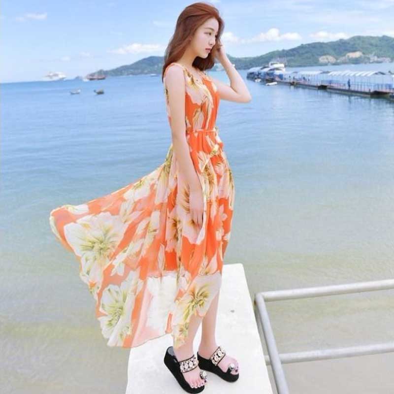 フローラルシフォンワンピース