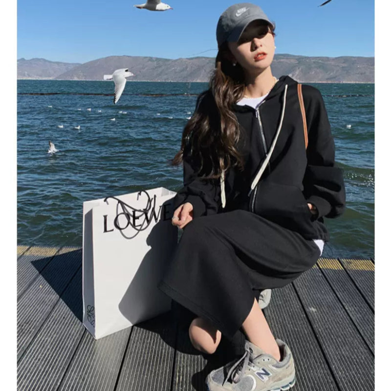 オーバーサイズパーカー×スリットスカートセット