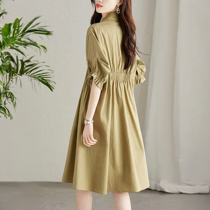 ギャザースリーブシャツワンピース(4colors)