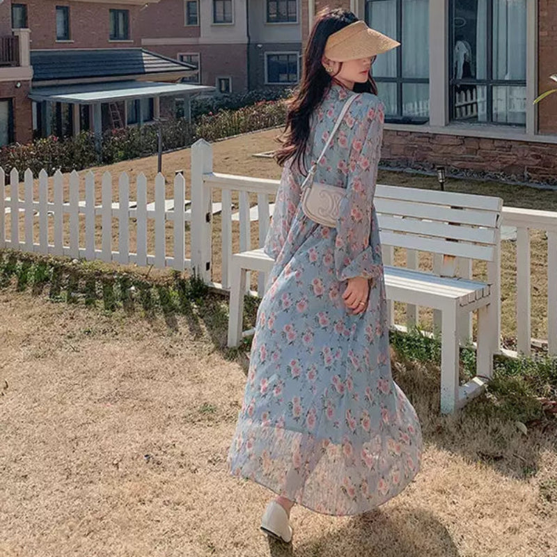 フローラルVネックワンピース(2colors)