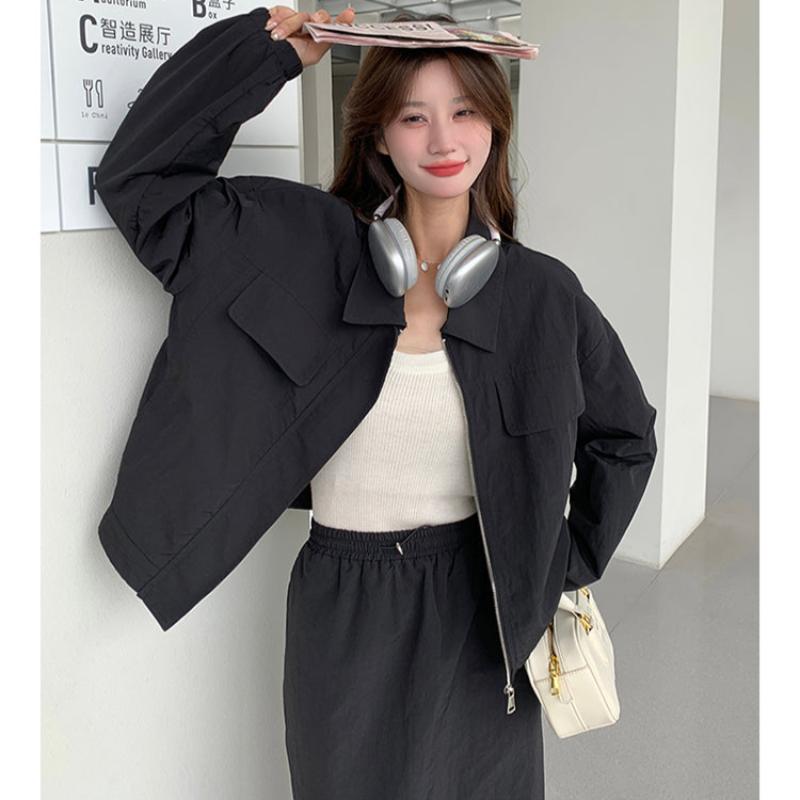 テックダブルポケットブルゾン×ロングスカートセットアップ