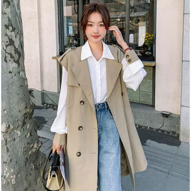 ノースリーブトレンチロングジャケット