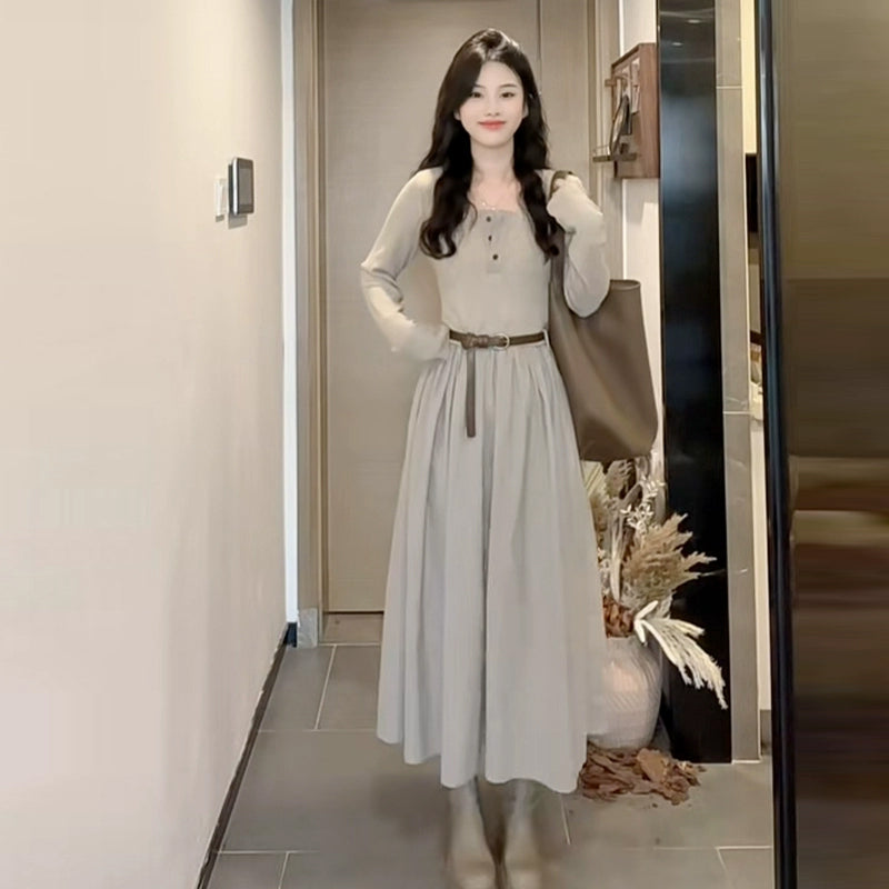 異素材MIXナチュラルワンピース