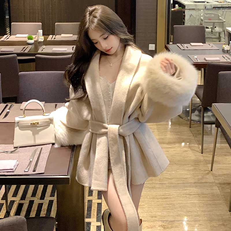 ファーカフスローブコート(2colors)