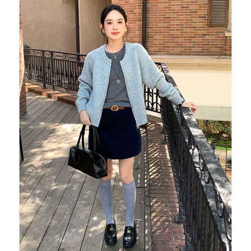 ラウンドネックニットカーディガン(4colors)