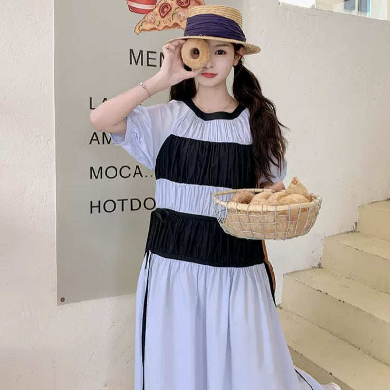 配色パッチワークワンピース