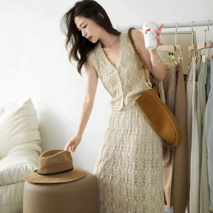 クロッシェレーストップス×スカート(2colors)