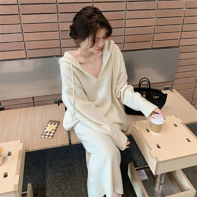 ニットパーカー×スカート(3colors)