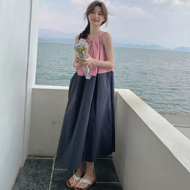 ブロッキングバイカラーワンピース