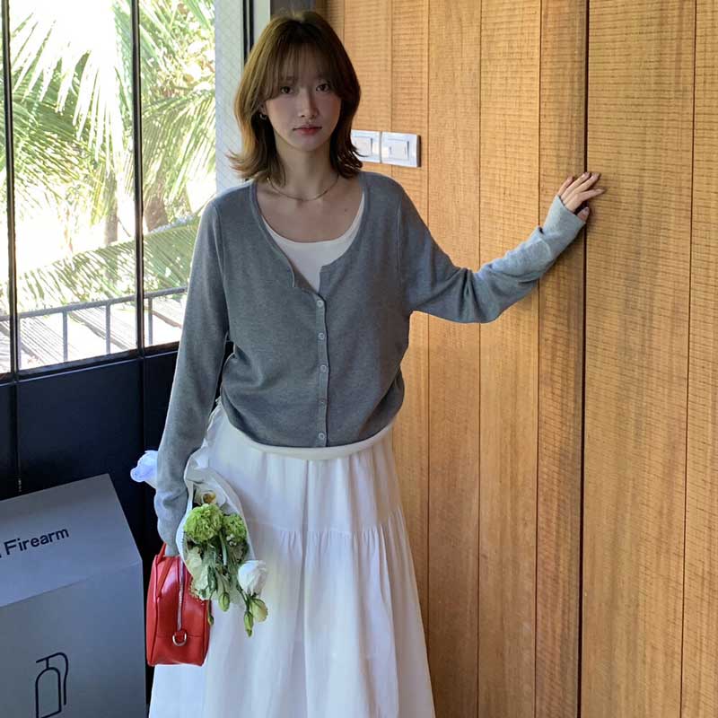 レイヤード風サイドギャザートップス(5colors)