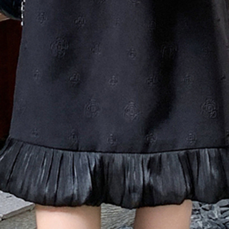 パフスリーブ×裾フリルミニワンピース