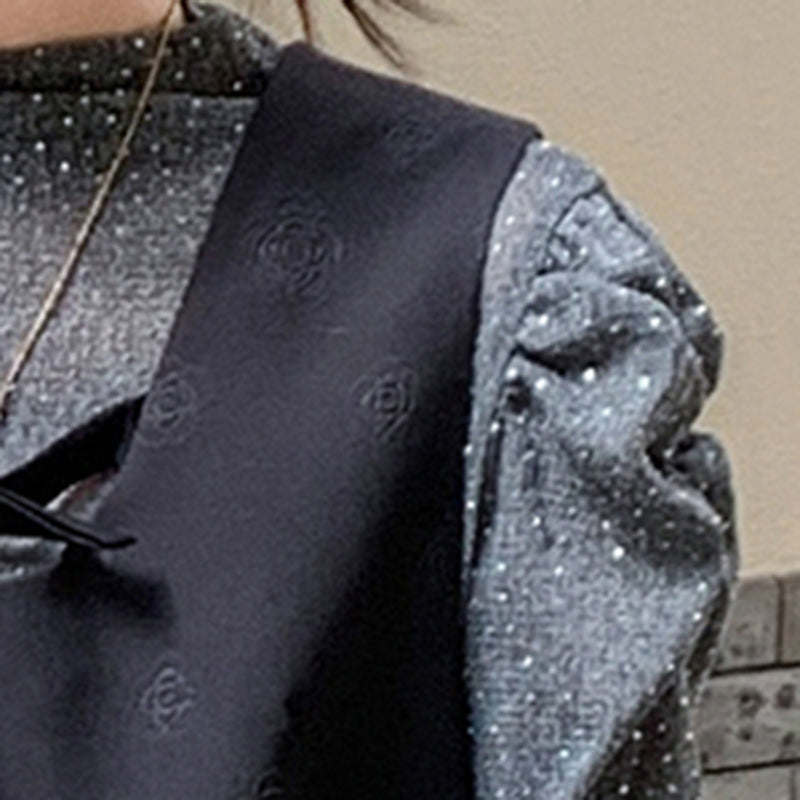 パフスリーブ×裾フリルミニワンピース