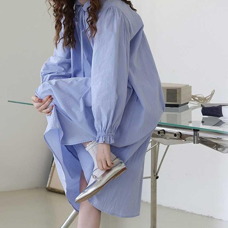 リボンカラーフレアワンピース(2colors)