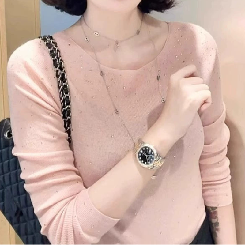 ラインストーンニットトップス(3colors)