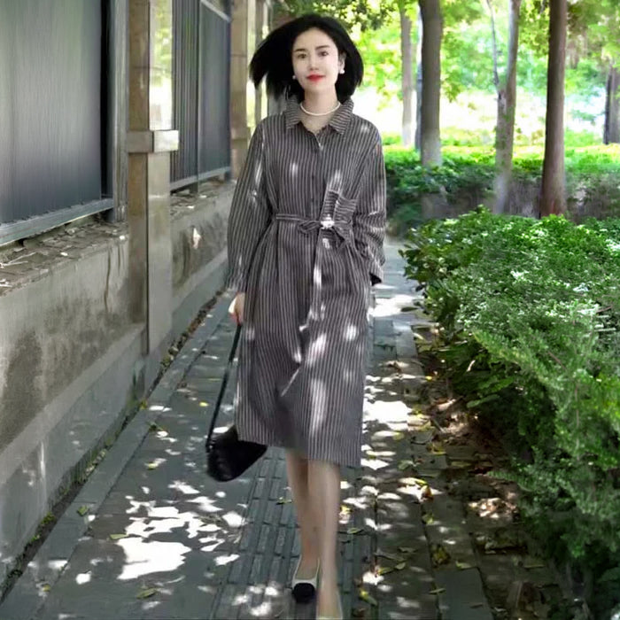 ピンストライプシャツワンピース