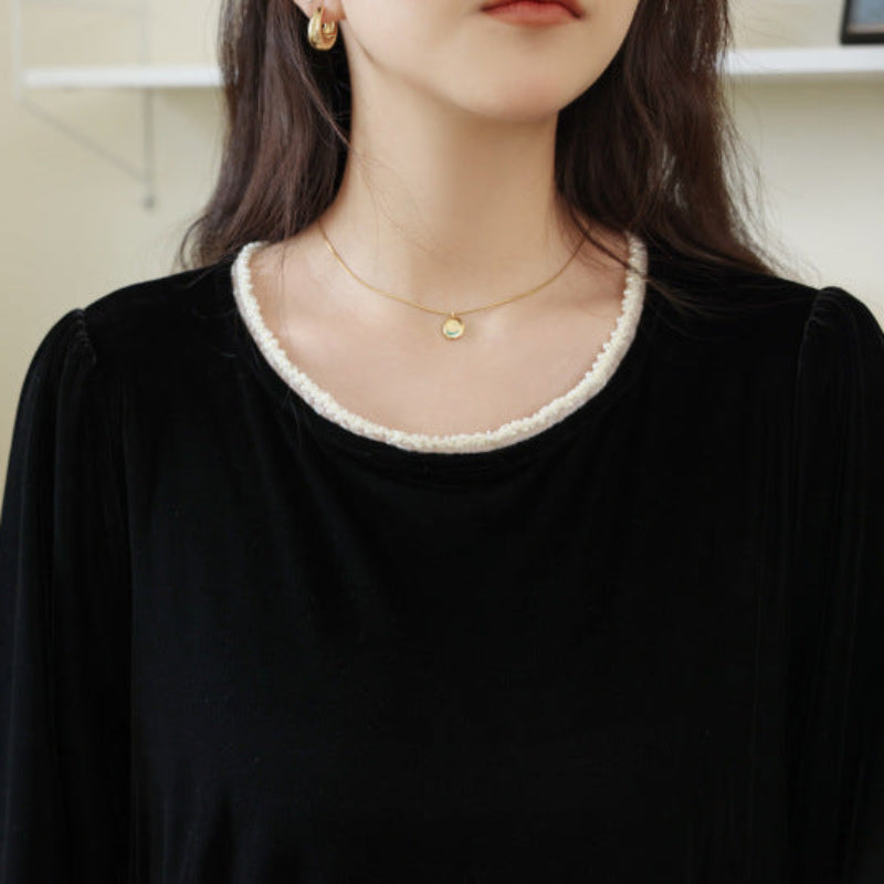 レースデザインベルベットワンピース