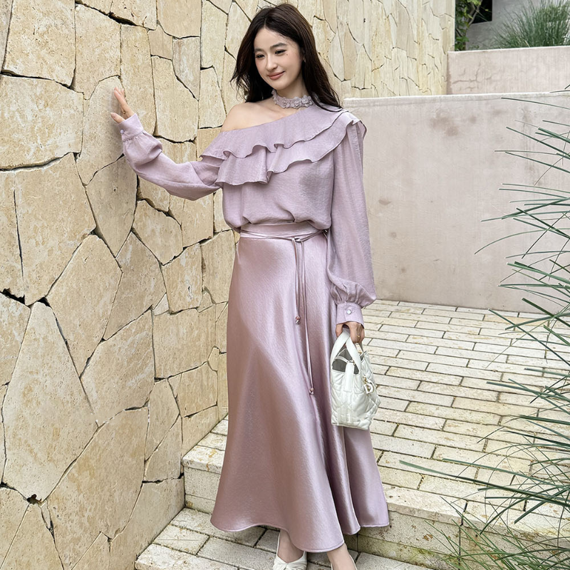 ワンショルダーフリルカラーブラウス(3colors)