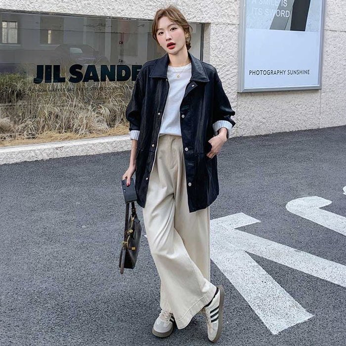 ストライプカフスレザージャケット