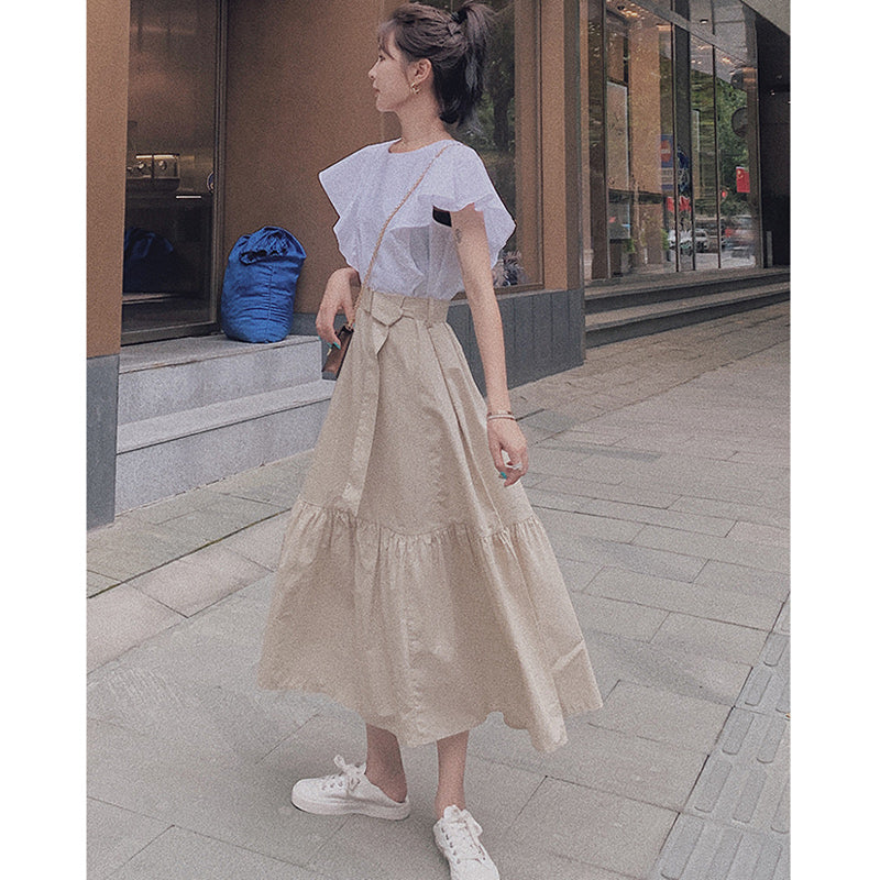 フリルスリーブバイカラーワンピース(2colors)