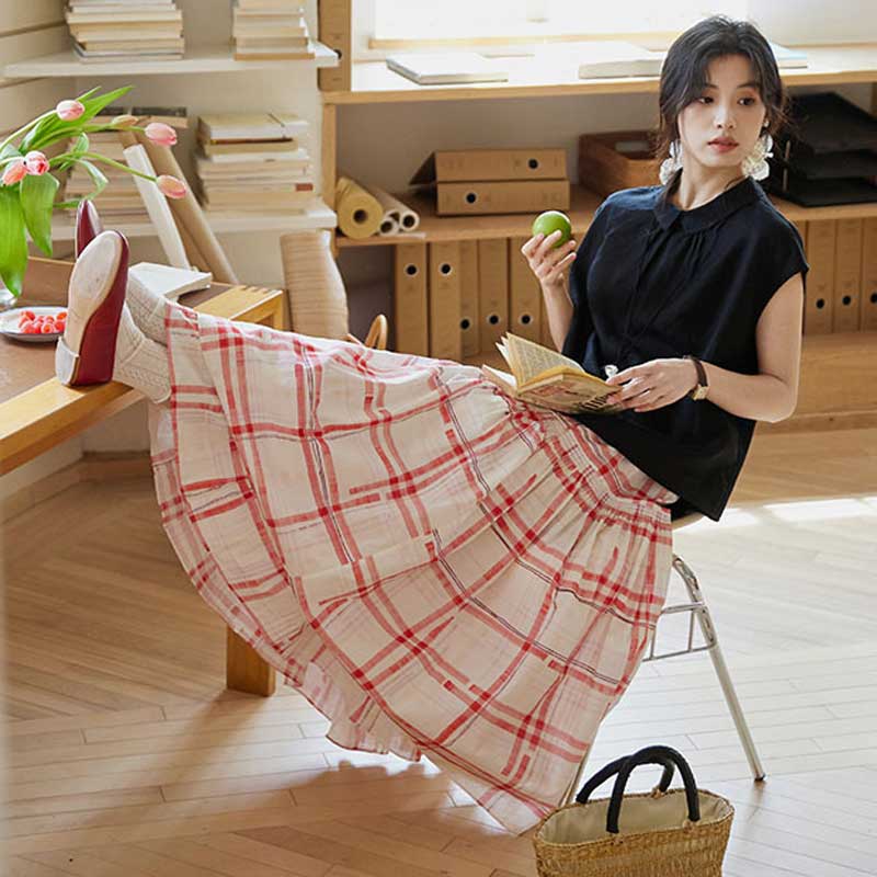 レイヤードチェックマキシスカート(セット)