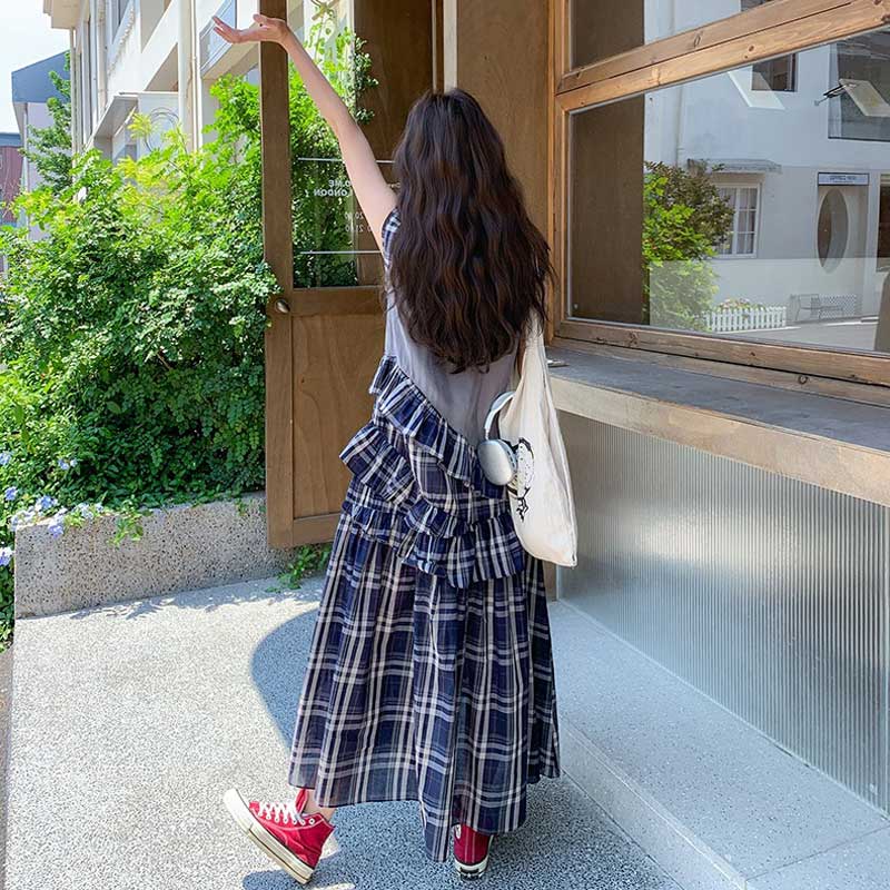 フリル付きロゴTシャツワンピース