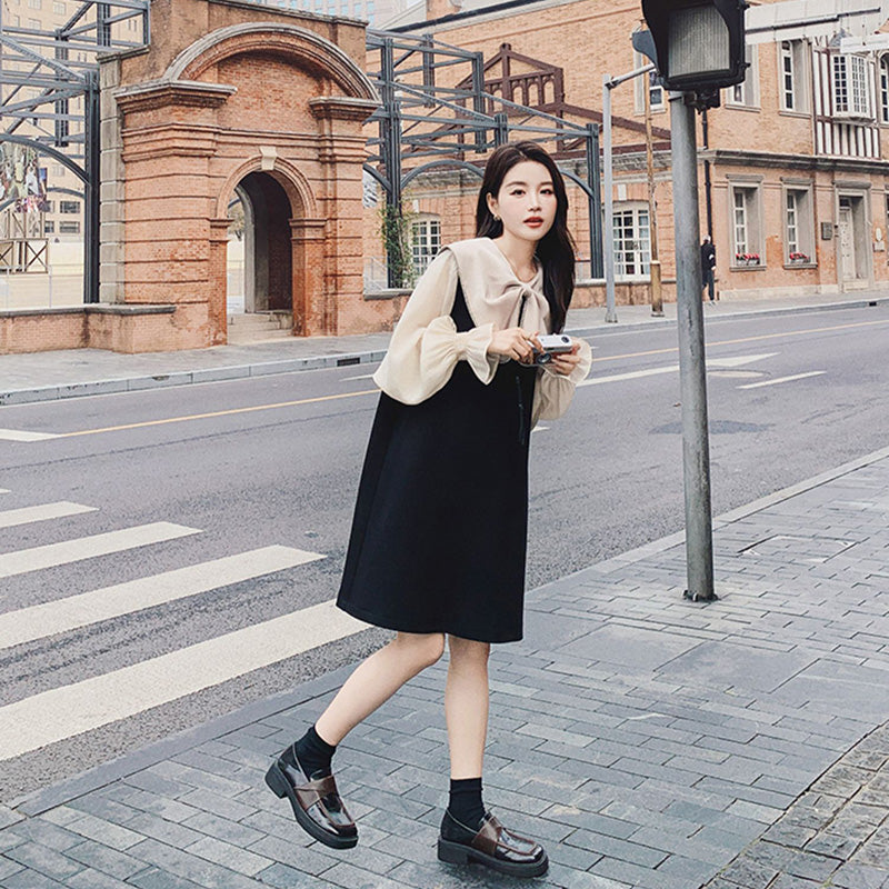 リボンディテールシアーパフスリーブワンピ