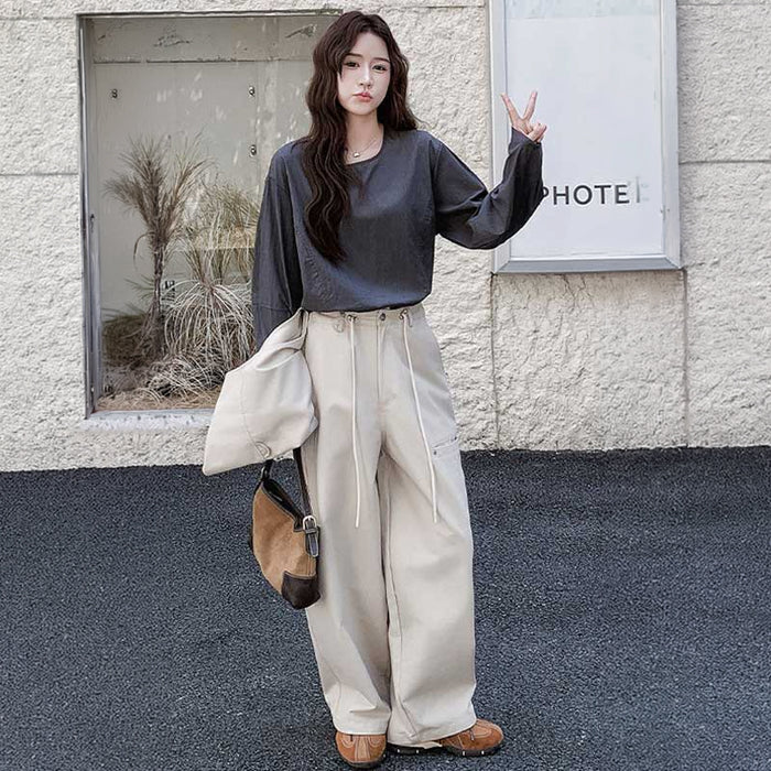 ロングTシャツ×マニッシュワイドセットアップ