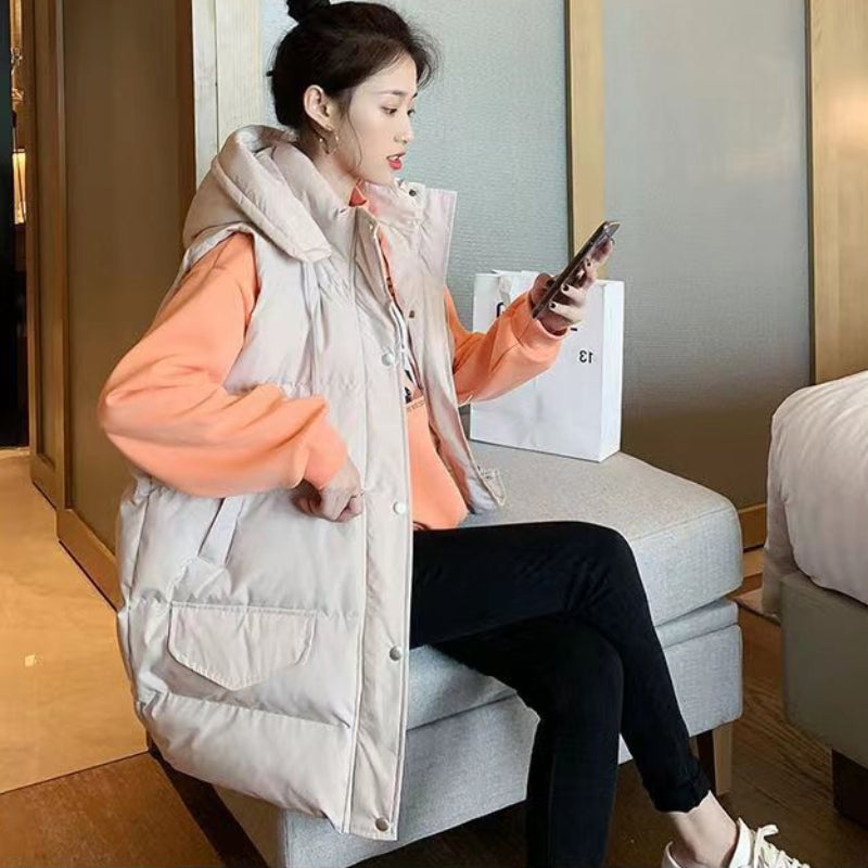 フード付きキルティングベスト(2colors)