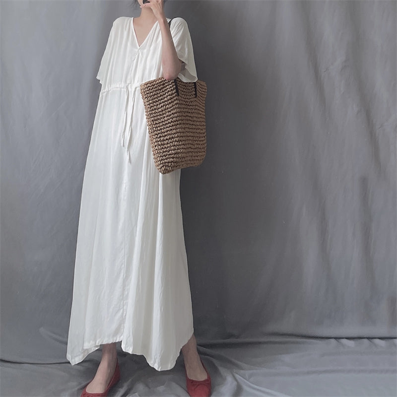 半袖ドローストリングワンピース(2colors)