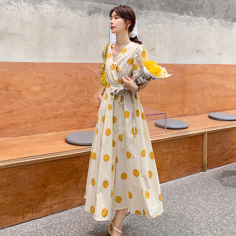レトロドット柄ワンピース(2colors)