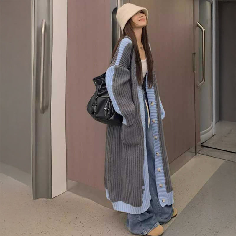 バイカラーニットコーディガン