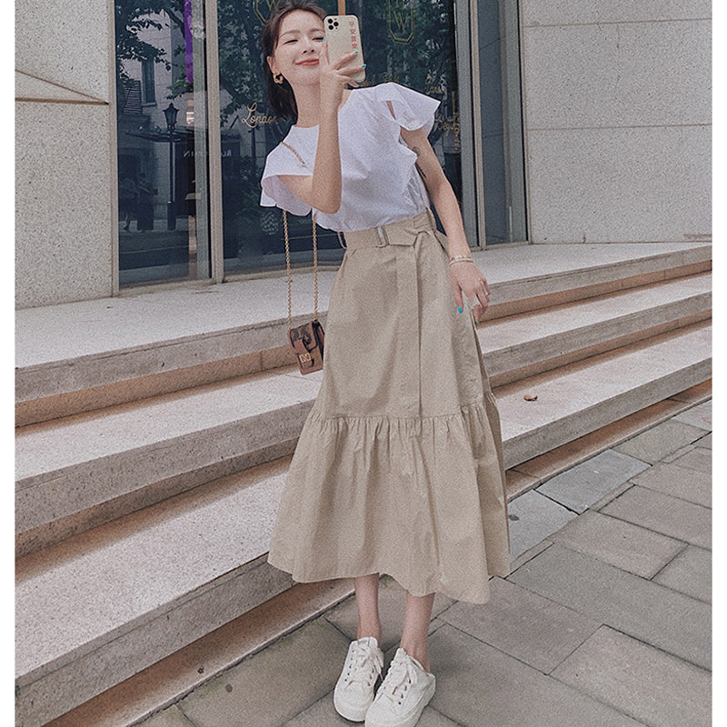 フリルスリーブバイカラーワンピース(2colors)