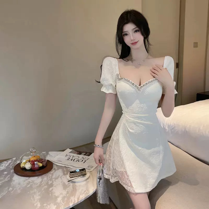 フェミニンパフスリーブミニドレス(3colors)