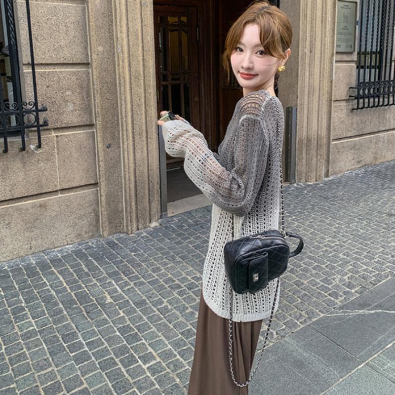 シースルーニット×キャミロングワンピース